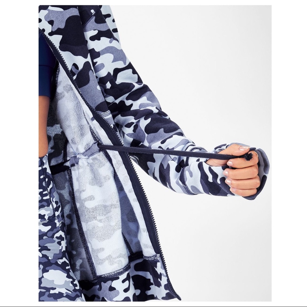 SOLD-NWT Fabletics Navy Blue Camo Zip Up Hoodie Sweatshirt - Picture 6 of 12